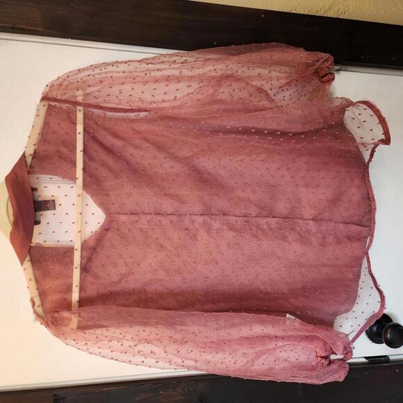Forever 21+ Women's Blush Polka Dot Sheer Blouse Size 3X - Picture 7 of 9